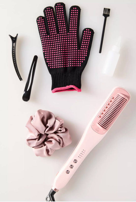 Wavytalk Pro Steam Hair Straightener Brush, Steam Reduces Damage, and Expedites Straightening, Pink